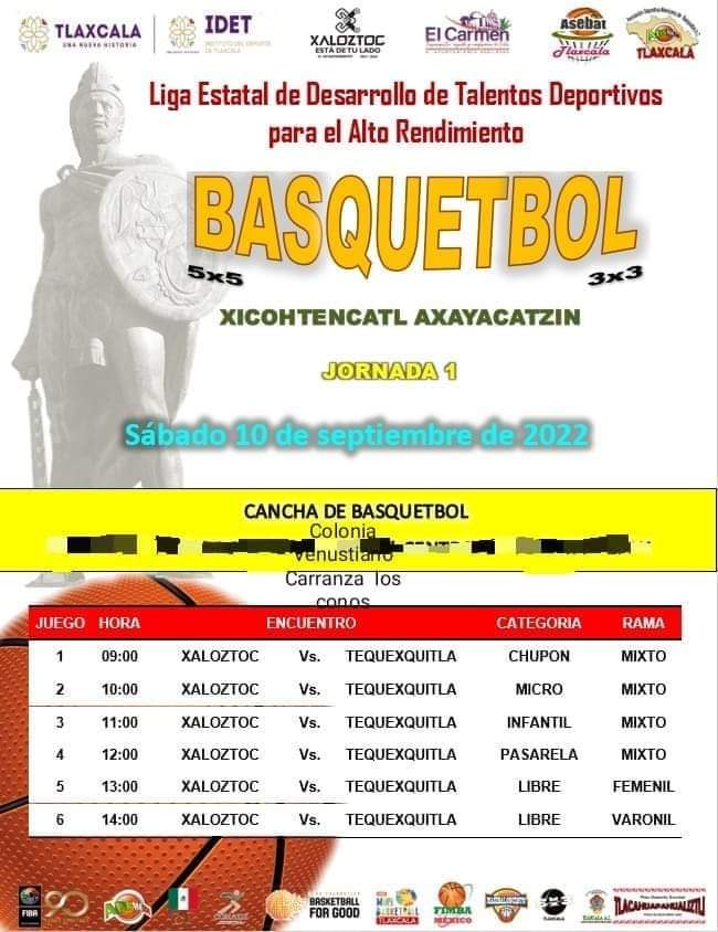 Inician Xaloztoc y Tequexquitla Liga Infantil de Baloncesto - Escena  Informativa Tlaxcala